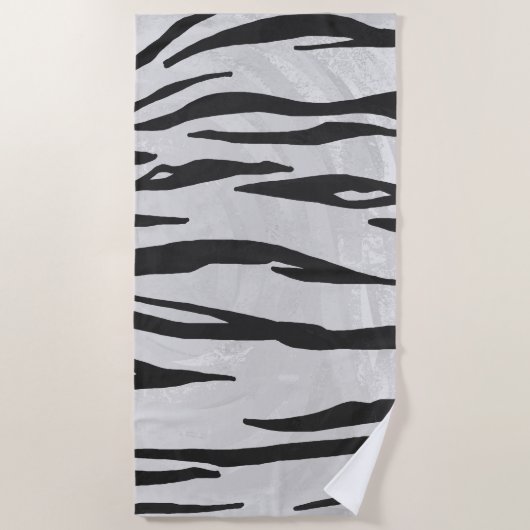 Tiger Black and White Art Strandtuch (Vorderseite)