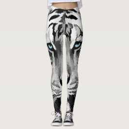 Tiger Black and White Blue Augen Leggings