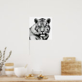 Tiger Black and White Blue Augen Poster (Küche)