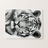 Tiger Black and White Blue Augen Puzzle (Horizontal)