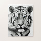 Tiger Black and White Blue Augen Puzzle (Vertikal)