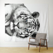 Tiger Black and White Blue Augen Wandteppich (Beispiel (Horizontal))