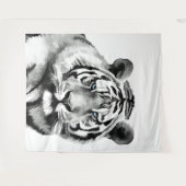 Tiger Black and White Blue Augen Wandteppich (Vorderseite (Horizontal))