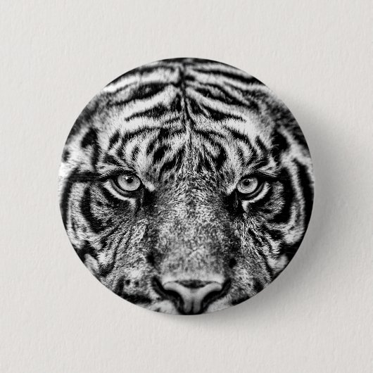Tiger Black and White Fotografy Button (Vorderseite)