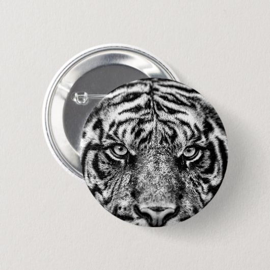 Tiger Black and White Fotografy Button (Vorne & Hinten)
