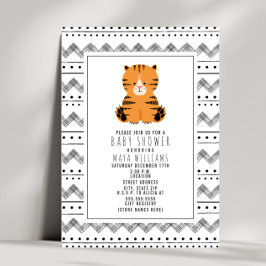 Tiger Black and White Pattern Babydusche Einladung