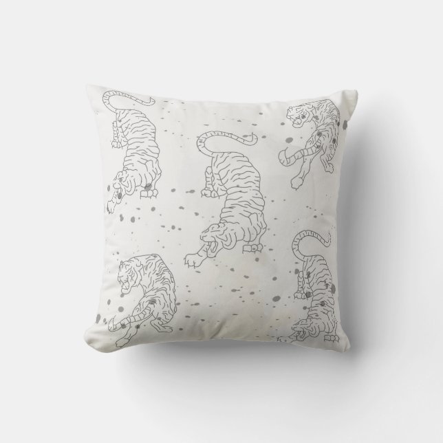 Tiger black and white pattern Throw Pillow Kissen (Vorderseite)