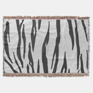 Tiger Black and White Print Decke