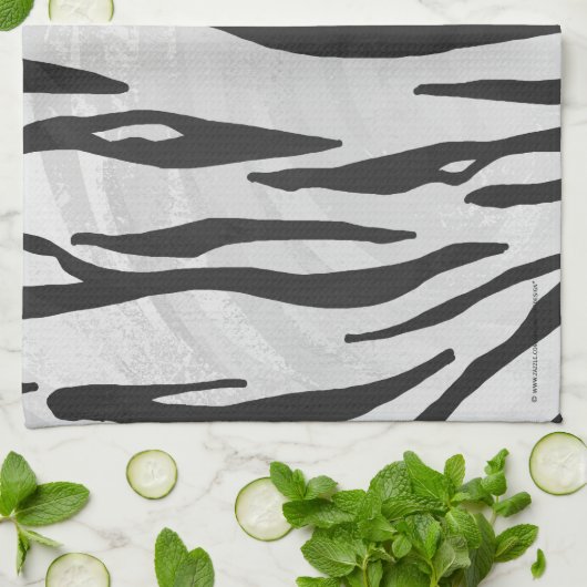 Tiger Black and White Print Geschirrtuch (Gefaltet)