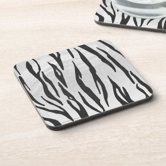 Tiger Black and White Print Getränkeuntersetzer (Linke Seite)