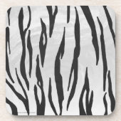 Tiger Black and White Print Getränkeuntersetzer (Vorderseite)