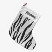 Tiger Black and White Print Großer Weihnachtsstrumpf (Vorderansicht (hängend))