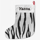 Tiger Black and White Print Großer Weihnachtsstrumpf (Rückseite)