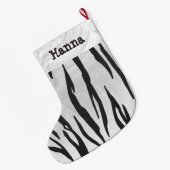 Tiger Black and White Print Großer Weihnachtsstrumpf (Rückseite (Hängend))