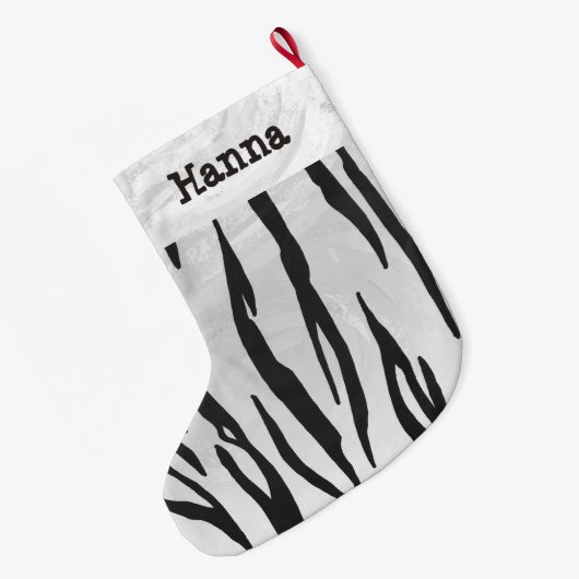 Tiger Black and White Print Großer Weihnachtsstrumpf