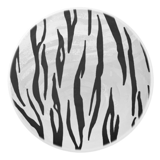 Tiger Black and White Print Keramikknauf (Vorderseite)