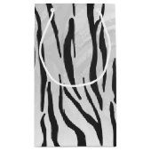 Tiger Black and White Print Kleine Geschenktüte (Rückseite)