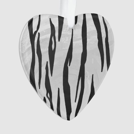 Tiger Black and White Print Ornament (Vorderseite)