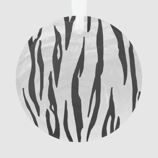 Tiger Black and White Print Ornament (Rückseite)