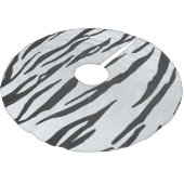 Tiger Black and White Print Polyester Weihnachtsbaumdecke (Schrägansicht)
