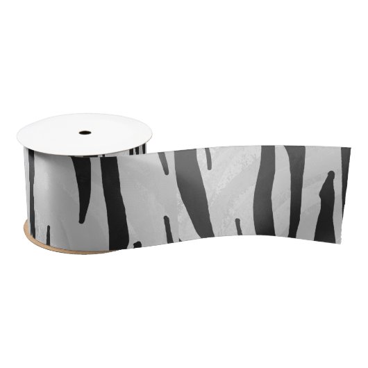 Tiger Black and White Print Satinband (Spule)