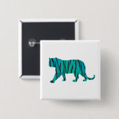 Tiger Black und Aquamarin Print Button (Vorne & Hinten)