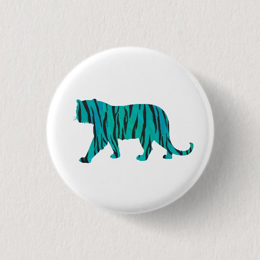 Tiger Black und Aquamarin Print Button (Vorderseite)