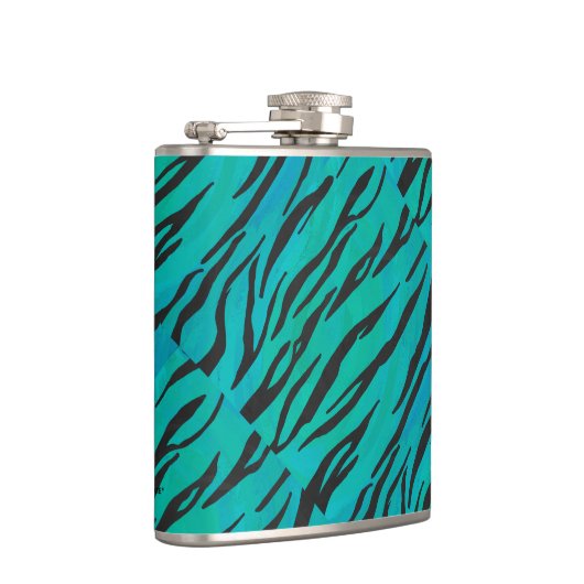 Tiger Black und Aquamarin Print Flachmann (Rechts)