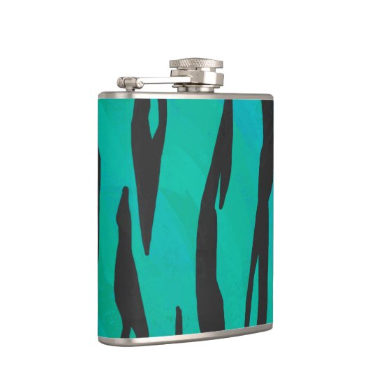 Tiger Black und Aquamarin Print Flachmann (Rechts)