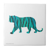 Tiger Black und Aquamarin Print Fliese (Vorderseite)