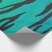Tiger Black und Aquamarin Print Geschenkpapier (Ecke)