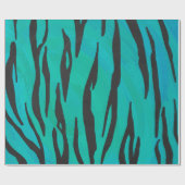 Tiger Black und Aquamarin Print Geschenkpapier (Flach)