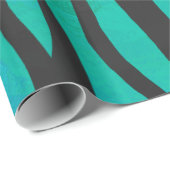 Tiger Black und Aquamarin Print Geschenkpapier (Rolleneckpunkt)