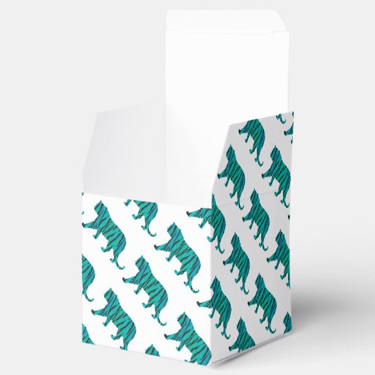 Tiger Black und Aquamarin Print Geschenkschachtel (Geöffnet)
