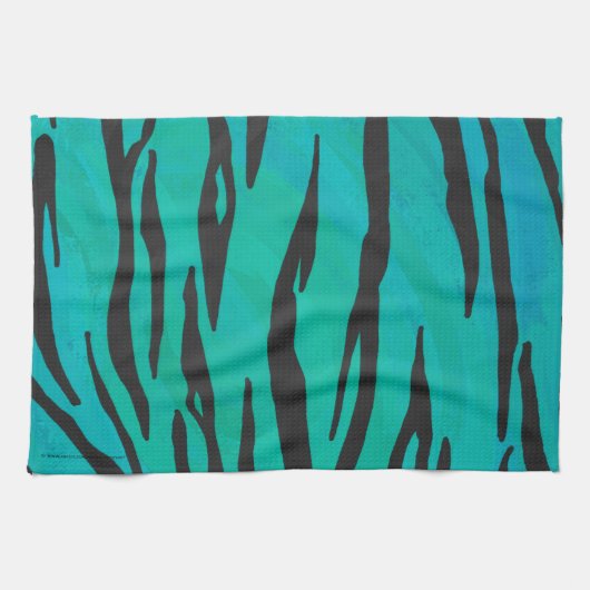 Tiger Black und Aquamarin Print Geschirrtuch (Horizontal)