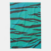 Tiger Black und Aquamarin Print Geschirrtuch (Vertikal)