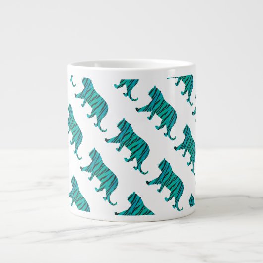 Tiger Black und Aquamarin Print Jumbo-Tasse (Vorderseite)