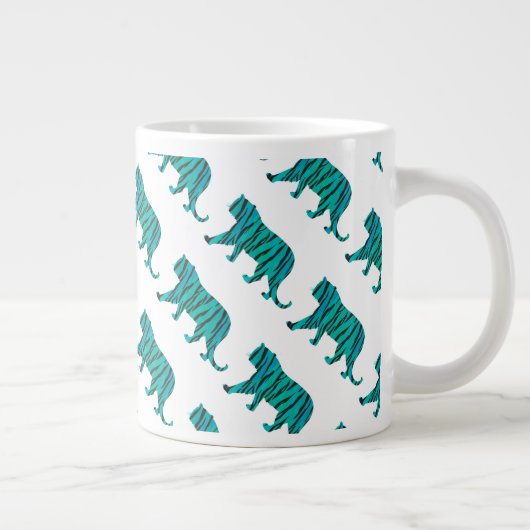 Tiger Black und Aquamarin Print Jumbo-Tasse (Rechts)