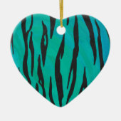 Tiger Black und Aquamarin Print Keramikornament (Vorne)