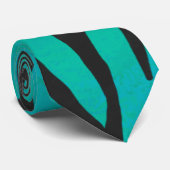 Tiger Black und Aquamarin Print Krawatte (Gerollt)