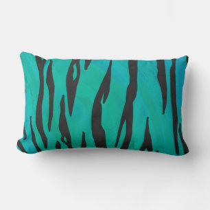 Tiger Black und Aquamarin Print Lendenkissen