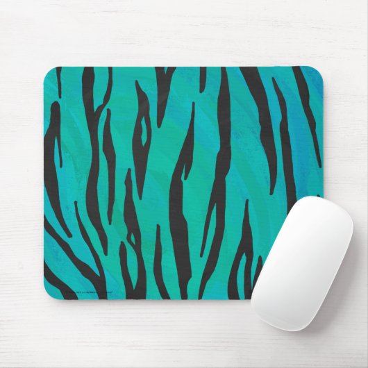 Tiger Black und Aquamarin Print Mousepad (Mit Mouse)