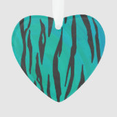 Tiger Black und Aquamarin Print Ornament (Vorderseite)