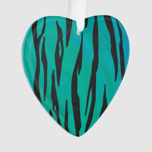 Tiger Black und Aquamarin Print Ornament (Vorderseite)