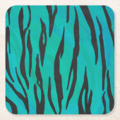 Tiger Black und Aquamarin Print Rechteckiger Pappuntersetzer (Vorderseite)