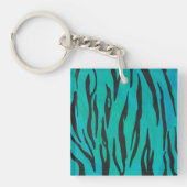 Tiger Black und Aquamarin Print Schlüsselanhänger (Vorderseite)