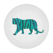 Tiger Black und Aquamarin Print Schneidebrett (Vorderseite)