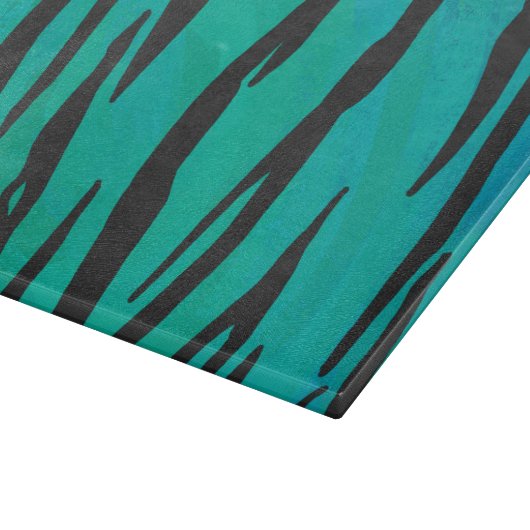 Tiger Black und Aquamarin Print Schneidebrett (Ecke)