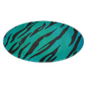 Tiger Black und Aquamarin Print Schneidebrett (Ecke)