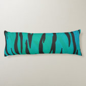 Tiger Black und Aquamarin Print Seitenschläferkissen (Rückseite)